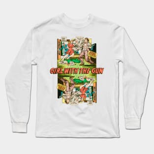 Thrilling Blonde Girl Detective Gun 1948 Retro Vintage Comic Book Long Sleeve T-Shirt